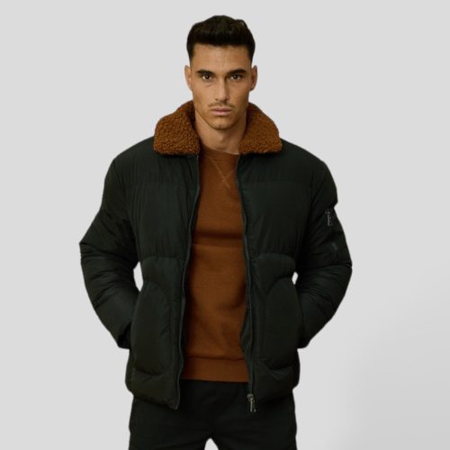 Collar puffer jacket best sale