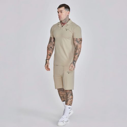 Siksilk Beige Polo and Shorts Set - Méret: S
