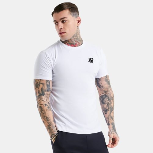  Siksilk White Essential Short Sleeve Muscle Fit T-Shirt - fehér póló - Méret: XS