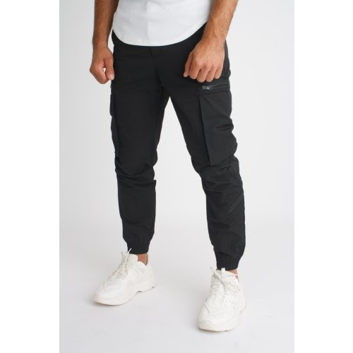 Zipper Pocket Cargo  Pants - fekete oldalzsebes nadrág - Méret:XL