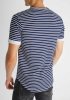 Navy Striped Tee - hosszított kék póló - Méret: S 