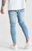 SikSilk Blue Washed Distressed Skinny Jeans - világoskék farmer - Méret: XXL