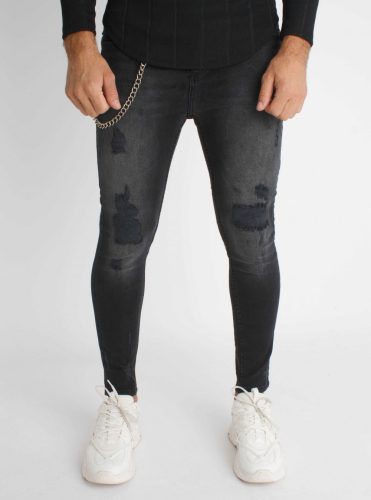 Shade Chainz Jeans - szaggatott fekete farmer - Méret: 33