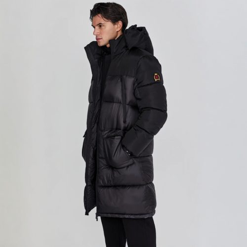 Siksilk Black Puffer Coat - Méret: S