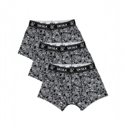 Siksilk Black 3Pk Paisley Boxer - Méret: M