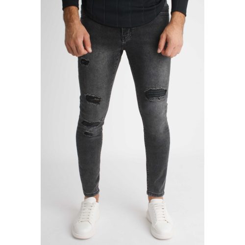 Dark Torn Jeans - koptatott fekete farmer - Méret: 31