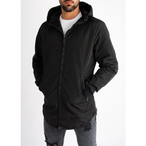 Black Zip Parka - fekete kabát- Méret: S 