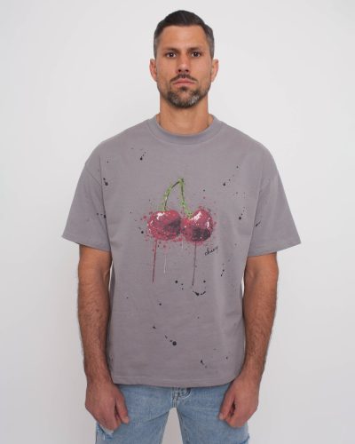 Cherry Szürke Boxy Póló - Méret: L