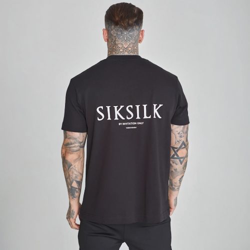 Siksilk Black Graphic Tee - fekete póló - Méret: M