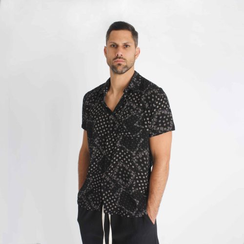 Bandana Shirt - fekete mintás ing - Méret: XL