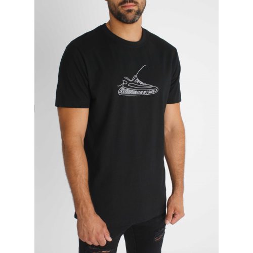 One Line Sneaker Tee - fekete mintás póló - Méret: S