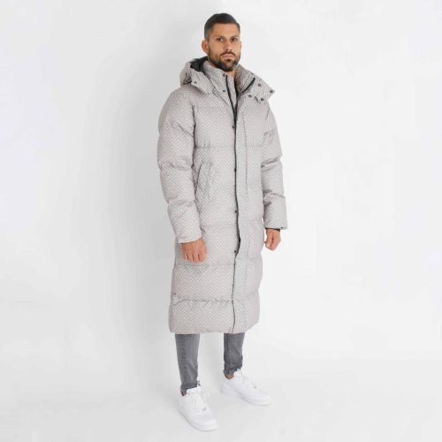 Patterned Puffer Long Coat - hosszú téli kabát - Méret: S 