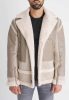 Beige Plush Winter Jacket - plüssel bélelt dzseki - Méret: L