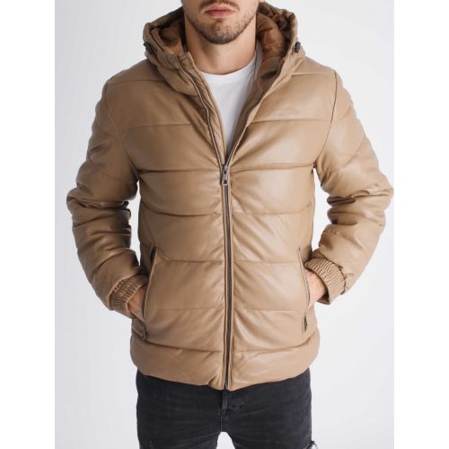 Faux Leather Puffer Jacket - pufi télikabát - Méret: M