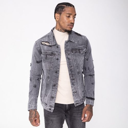 Graphite Slim Fit Denim Jacket - szürke farmerkabát - Méret: L