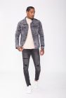 Graphite Slim Fit Denim Jacket - szürke farmerkabát - Méret: L