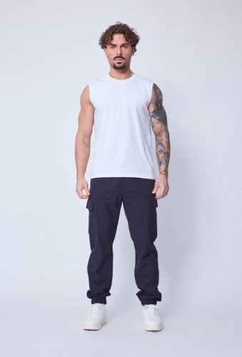 Basic Fehér Ujjatlan Póló - Méret: XXL